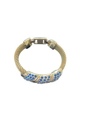 Camrose & Kross JBK Vintage Gold Tone Mesh Bracelet with Blue Rhinestones